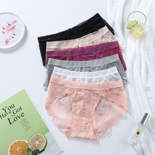 Sexy Panties For Women Black White Lace Floral Flower Underwear Briefs Thin Hollow Panties Elastic Underwear Plus Size L-XXL New