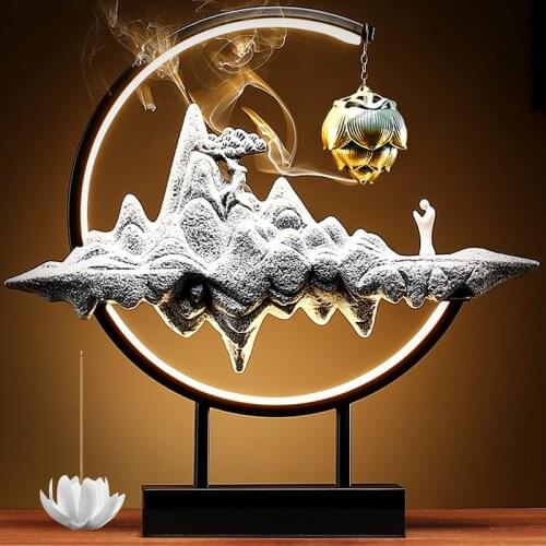 Unique Backflow Incense Burner Fun Holder Swing Ceram Decoration Incense Holder Aroma Diffus LED Quemador De Incienso Home Decor