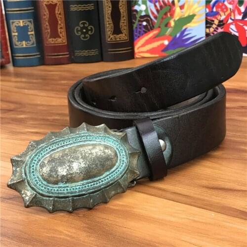 Vintage Belt Buckle Mens Belt Thick Cowboy Leather Belt Ceinture Homme Jeans Men Belt Waist Wide Riem Male Strap MBT0037