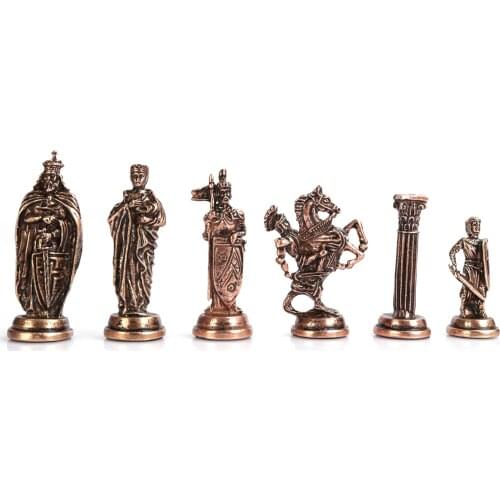 Only 32 Pieces) Royal Medieval British Army Antique Copper Metal Handmade Chess Pieces ( Without Board)