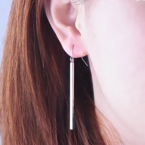 2020 Hot 925 Sterling Silver Earrings For Women Trendy Square Geometric Long Earring Girl Jewelry Anniversary Accessories KOFSAC