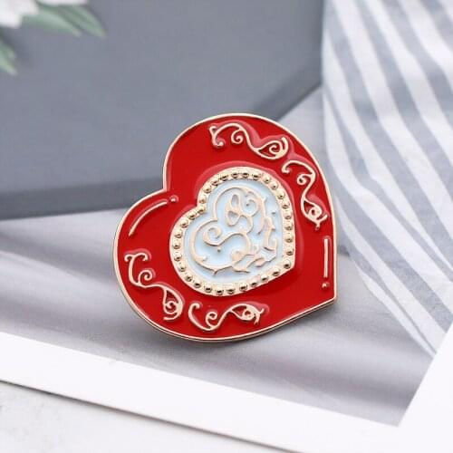 Zhijia delicate elegant red heart shape women men pins brooches couple brooches jewelry valentines day gifts