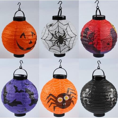 1pc 20cm Halloween Decor Paper Lanterns printed Pumpkin Ghost Spider Bat Hanging lantern Halloween Childrens Funny Decor Props