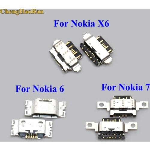 1PCS For Nokia X6 6 7 Micro Usb Charge Port Socket Jack Plug Dock For Nokia X6 TA-1099 6 TA-1000 TA-1003 7 Charging Connector