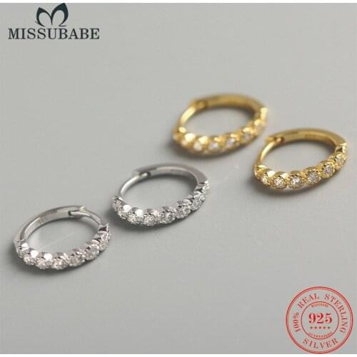 2021 New Trendy 925 Sterling Silver Hoop Earrings Crystal Zircon Minimalist Exquisite Delicate Brincos Jewelry For Women Girls