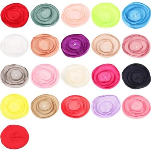 5pcs/lot 4.5cm Fabric Rose Flower Handmade Cloth Flowers Hand DIY Material Wedding Bouquet Flower Hair Cloth Accessories