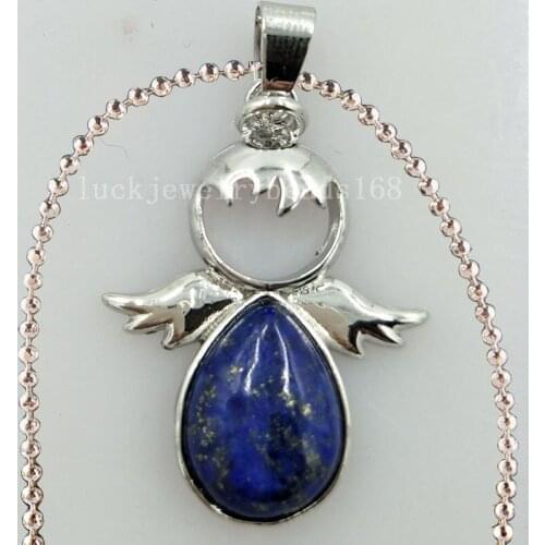 Free Shipping Women Beatiful Natural Lapis Lazuli Fairy Women Men Art Necklace With Chain 1pcs C4776n