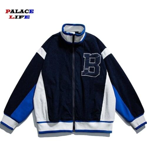 Hip Hop Men Baseball Jacket Furry Smiley Patchwork Flocking Casual Bomber Jacket Womens Harajuku Fashion Streetwear Men Autumn