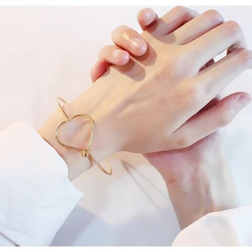 4 Color Geometric Hollow Out Heart-shaped Bracelet Elegant Ladies Wedding Fashion Accessories Charming Womens Jewelry Gift