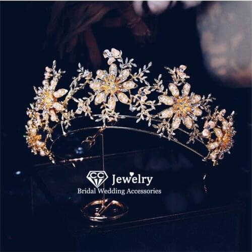 CC Crown Tiara Wedding Hair Accessories for Women Engagement Jewelry Bridal Headdress Vintage Bride Tiaras and Crowns Gift FO28