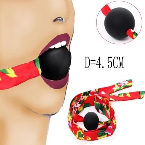 Black round mouth ball flower cloth mouth plug tied hands multifunctional Oral Fixation Mouth Gag SM Couple flriting Sex Toys