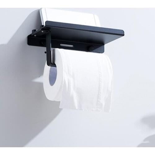 Toilet Paper Holder Stainless Steel Bathroom Wall Mount WC Paper Separator Phone Holder Shelf Towel Roll Shelf Accessories