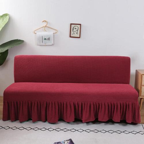 Inclusive Sofa Cover Without Armrest Solid Color Sofa Bed Cover with Skirt Tight Wrap Elastic Protector Slipcover Couch Cover