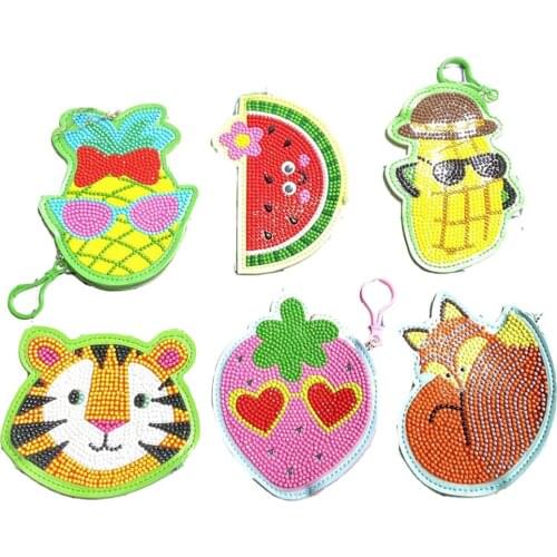 DIY Special Shaped Diamond Painting Wallet Cartoon Fruit animal Keychain Purse Pendants For Kids Gift Diamond Embroidery