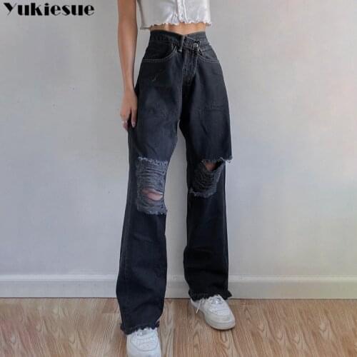 Ripped Womens jeans woman high waist wide leg Pants Jeans Womens Jean women clothing undefined streetwear Woman trousers