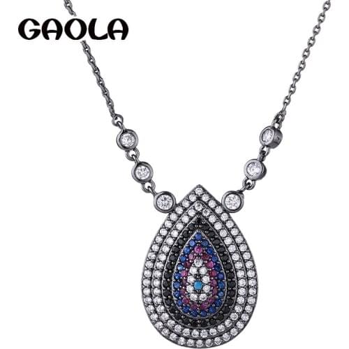 GAOLA High Quality Waterdrop Necklaces Pendants Silver Color Cubic Zirconia Jewelry For Women Accessories GLD1305