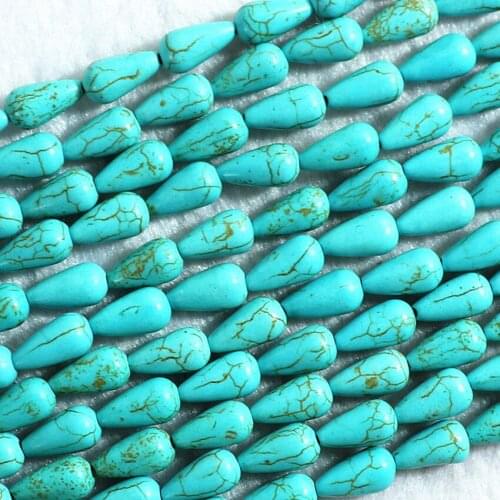 Hot sale 6 size cross waterdrop shape synthetic calaite blue stone loose beads turquoises women diy jewelry findings 15inch B270