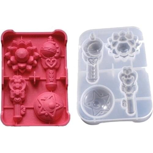 Kawaii Sailor Moon Weapon Magic Wand Silicone Mold Epoxy Resin Craft Matte Cabochon DIY Jewelry Mould Resin Charms Making