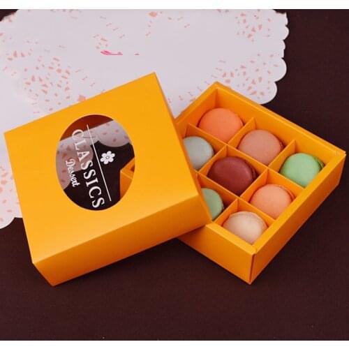 Kawaii Yellow Macarons 9 Sections Gift Box Packaging Wedding Gift Candy Box Favors Birthday Party Supplies Gift Cases Containers