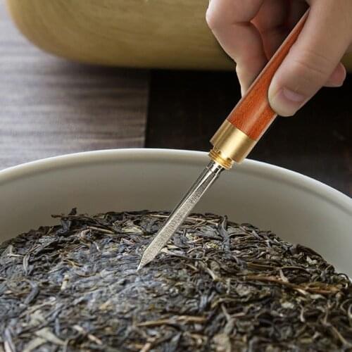 Chinese Sandalwood Tea Needle Stainless Steel Tea Pick Pu'er Tea Needle Broken Tea Brick Professional Tea Set Kitchen Tool