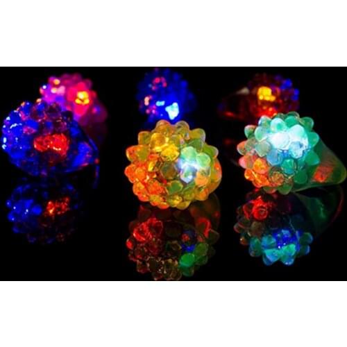 12pcs/lot LED Light Strawberry Flashing Finger Ring luminous Elastic Silicone Rings Wedding Party Decor Jewelry Accessories