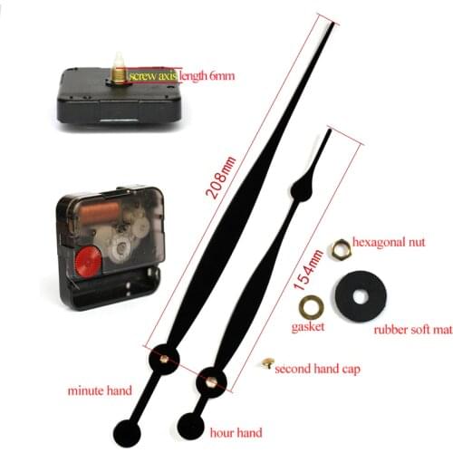 12888 Round Hole High Torque Movement Sweep 6mm screw axis Clock Accessory Quartz Movement With 9715# long Hands DIY Clock Kits