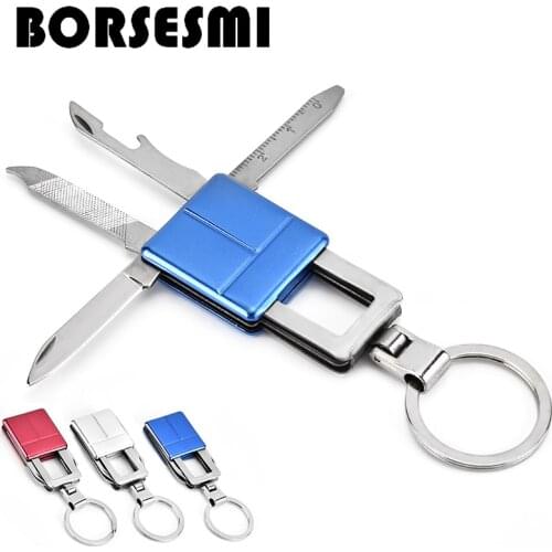 Hot sale Multi-function bottle opener 4 in 1 stainless steel pocket knife Mini keychain folding knives portable gifts knife