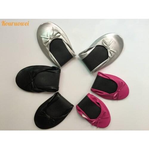 Hot sales girls foldable ballet shoes cheap factory price womens fold up shoes in bag ladies office wear ballerina shoes