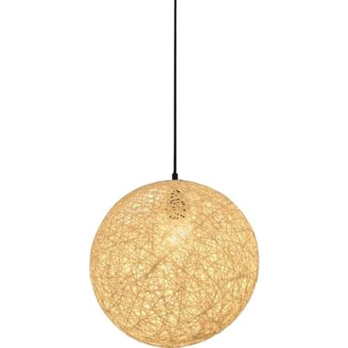 FashionRattan and Hemp Ball Chandelier Individual Creativity Spherical Rattan Nest Lampshade 20cm
