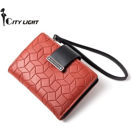 Brand Fashion Female Medium Style Wallet Women Purse Ladies High capacity Coin Purse Girl Card Holder With Wrist Strap Carteira
