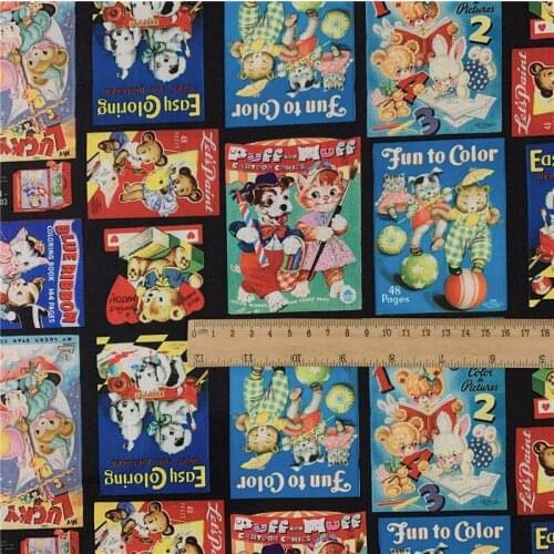 Cartoon Bears Rabbit Print 100% Cotton Fabric for Girl Clothes Hometextile Cushion Cover Backpacks DIY