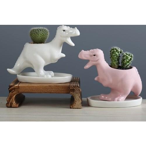 Cartoon Desktop Succulent Flower Pot Cute Dinosaur Plant Pot Vase Garden Mini Macetas Bonsai Cactus Planter Pots for Home Decor
