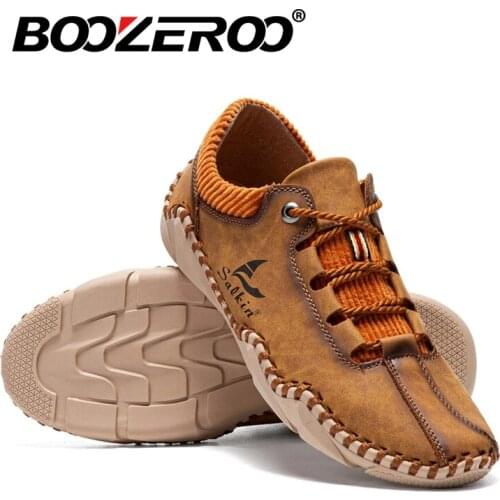 Men Loafers 2022 Newest Fashion Outdoor Handmade Genuine Leather Casual Shoes Mens Soft Flats Big Size 48