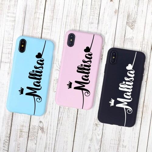 Classy Queen Heart Personalized Customize Name Soft Silicone Candy Case For iPhone 12 Mini 11 Pro XR 8 8Plus X XS Max 7 7Plus