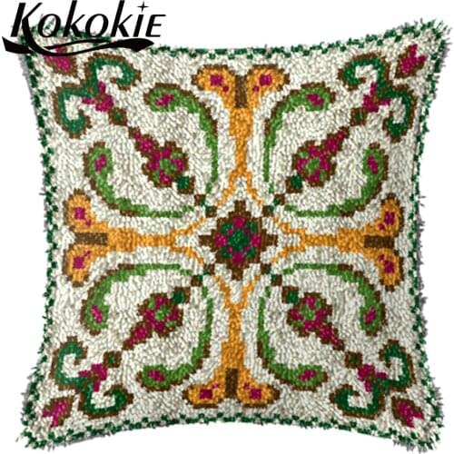 Crocheting Kit Rug Yarn 3d cushion blanket Handmade Embroidery Pillowcase diy Needlework carpet Latch hook rug Mandala pillow