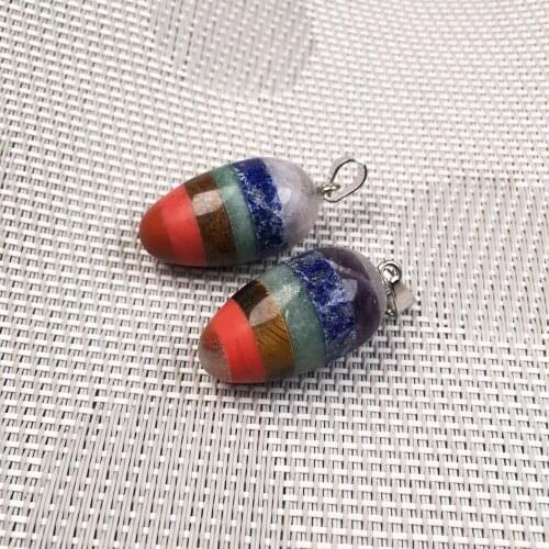 Natural Stone Pendulum Divination Pendant Small Gyro Egg Shaped Yoga 7 Chakra Healing Beads for Jewelry DIY necklace accessories
