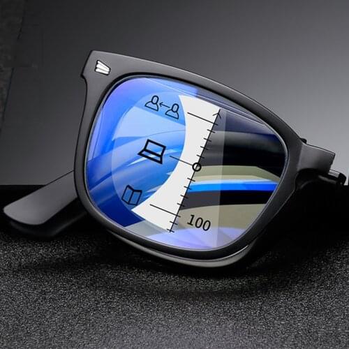 Progressive Multifocal Folding Reading Glasses Men Women Protable Blue Light Blocking Presbyopic Glasses Foldable Eyeglasses