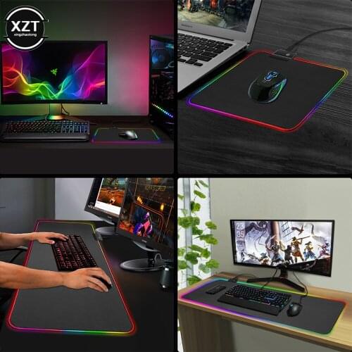 RGB Luminous Gaming Mouse Pad Colorful Oversized Glowing USB LED Extended Illuminated Keyboard Non-slip Blanket Large Mat