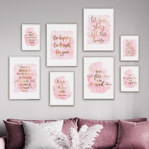 Pink Motivational Inspiring Lief Quotes Wall Art Canvas Painting Nordic Posters And Prints Wall Pictures For Living Room Decor