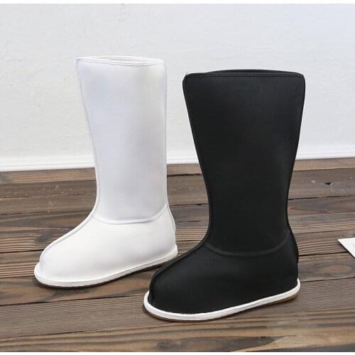 Vintage high boots swordsman cosplay shoes flat performance boots han dyansty soldier cosplay halloween boots