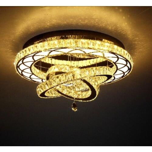 Modern LED crystal lamp creative living room lighting round suction hanging hall lamp atmospheric fashion restaurant light LED