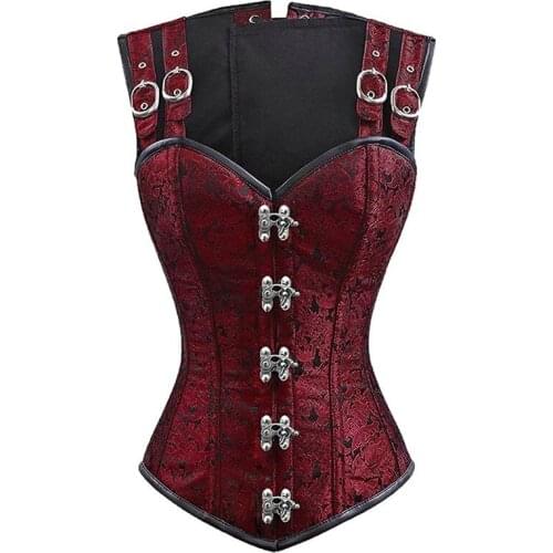 Medieval Palace New Style Black Lace Sleeveless 12 Steel Double Buckle Chain Buckle Belly Small Waist Corset Dress Gothic Top