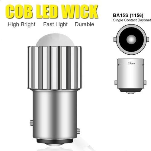 1PCS COB P21w Led Car Light Aluminum Focused Lens 1156 Auto Reverse Light Lamp Bulb Durable Brake Light Ba15s White Super Bright