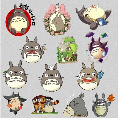 1PCS Totoro heat transfer Japanese anime Hayao Miyazaki cartoon stickers washable DIY On iron T-shirt clothes accessories