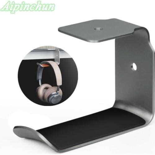 Aipinchun Universal Headphone Holder Headset Hanger Metal Aluminum Alloy Wall Hook Earphone Stand Rack With Adhesive Sticker