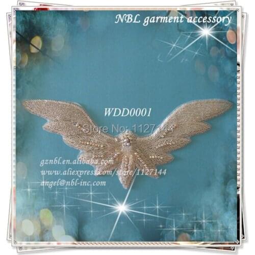 Beaded neckline collar applique with bugle beads WDD0001