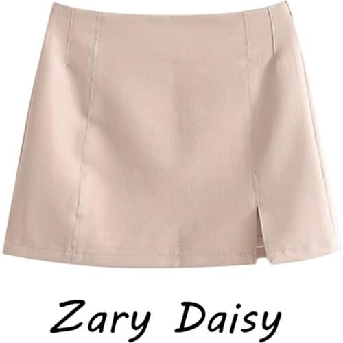 Zary Daisy2021 New Black Joker High Waist A-line skirt Korean split hip skirt skirt skirt