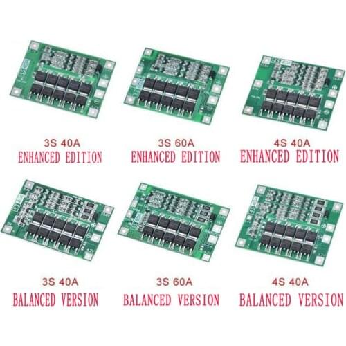 3S 4S 40A 60A Li-ion Lithium Battery Charger Protection Board 18650 BMS For Drill Motor 11.1V 12.6V/14.8V 16.8V Enhance Balance