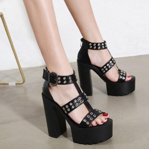 Bar DS performance thick heel waterproof platform high single shoes hip hop gogo lead dance female sexy night DJ singer 14cm