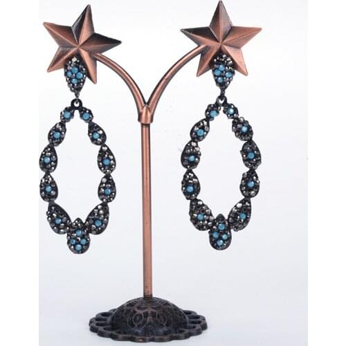 Women Jewelry Rhinestone Blue Pendant Dangle Earrings 2019 New Design Arrival Earrings Popular Charm Jewelry Gift